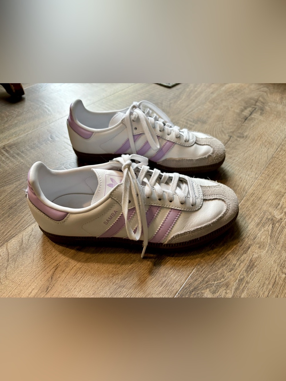 Adidas Girl’s/Women’s White and Lavender Low-Top Sneakers - Sambas
